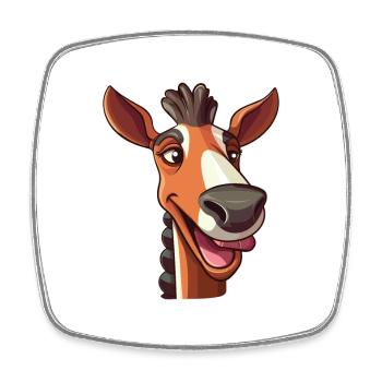 okapi Cartoon Kawaii Aquarelle Illustration - Magnet carré - blanc - Devant