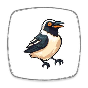 Magpie Cartoon Kawaii Aquarelle Illustration - Magnet carré - blanc - Devant