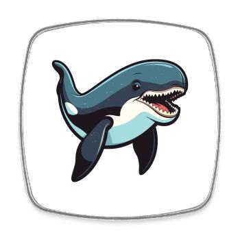 Orca Cartoon Kawaii Watercolor Illustration - Square fridge magnet - white - Front
