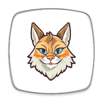 Luchskarikatur Kawaii Aquarellillustration - Viereckiger Kühlschrankmagnet - Weiß - Vorne