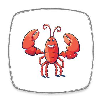 Dessin animé de homard Kawaii Aquarelle Illustration - Magnet carré - blanc - Devant