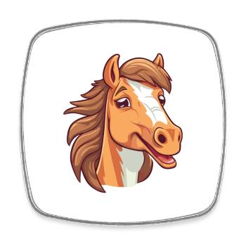 Horse Cartoon Kawaii Watercolor Illustration - Square fridge magnet - white - Front