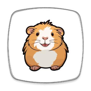Cochon d’Inde Cartoon Kawaii Aquarelle Illustration - Magnet carré - blanc - Devant