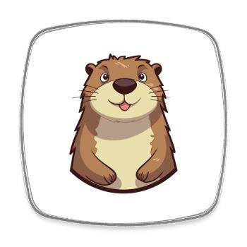Dachskarikatur Kawaii Aquarellillustration - Viereckiger Kühlschrankmagnet - Weiß - Vorne