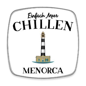 Menorca, Meer Chillen, Leuchtturm Cap d‘Artrutx - Viereckiger Kühlschrankmagnet - Weiß - Vorne