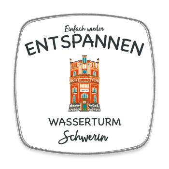 Schwerin, Wasserturm Weinberg, einfach Entspannen - Viereckiger Kühlschrankmagnet - Weiß - Vorne