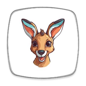 Kangourou Cartoon Kawaii Aquarelle Illustration - Magnet carré - blanc - Devant