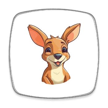 kangourou Cartoon Kawaii Aquarelle Illustration - Magnet carré - blanc - Devant