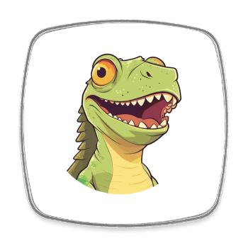 Iguana Cartoon Kawaii Watercolor Illustration - Square fridge magnet - white - Front