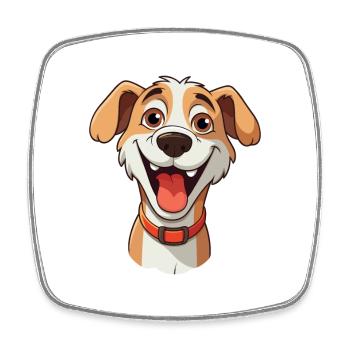 Lustige Hundekarikatur Kawaii Aquarellillustration - Viereckiger Kühlschrankmagnet - Weiß - Vorne