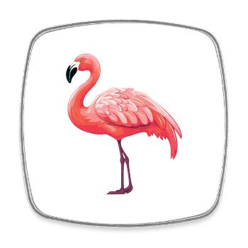 Flamingo Cartoon Kawaii Watercolor Illustration - Square fridge magnet - white - Front