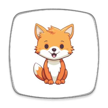 Fuchs-Karikatur-Kawaii-Aquarell-Illustration - Viereckiger Kühlschrankmagnet - Weiß - Vorne