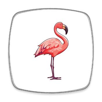 Flamingo Cartoon Kawaii Watercolor Illustration - Square fridge magnet - white - Front