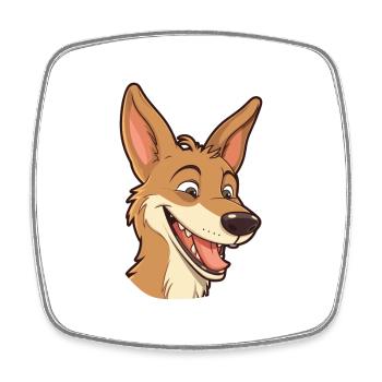 Kojoten-Karikatur-Kawaii-Aquarellillustration - Viereckiger Kühlschrankmagnet - Weiß - Vorne