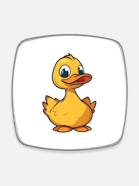 Canard Cartoon Kawaii Aquarelle Illustration - Magnet carré - blanc