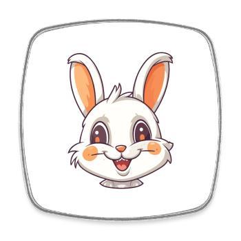 Bunny Cartoon Kawaii Watercolor Illustration - Square fridge magnet - white - Front