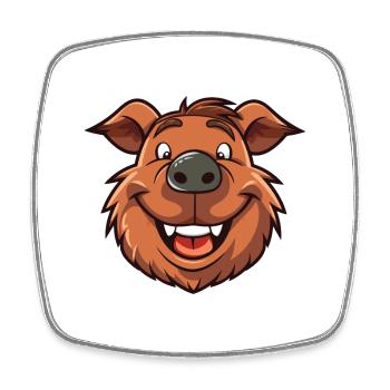Boar Cartoon Kawaii Watercolor Illustration - Square fridge magnet - white - Front