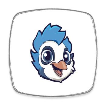 Blauer Eichelhäher Karikatur Kawaii Aquarellillustration - Viereckiger Kühlschrankmagnet - Weiß - Vorne