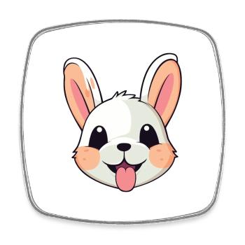 Bunny Cartoon Kawaii Aquarelle Illustration - Magnet carré - blanc - Devant