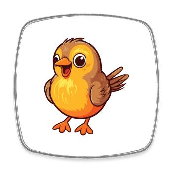 Illustration aquarelle Kawaii Cartoon Oiseau - Magnet carré - blanc - Devant
