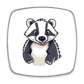 Dachskarikatur Kawaii Aquarellillustration - Viereckiger Kühlschrankmagnet - Weiß - Vorne