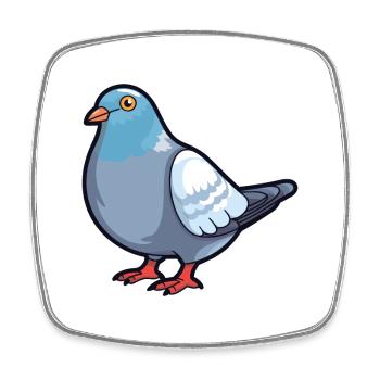 Pigeon Cartoon Kawaii Watercolor Illustration - Square fridge magnet - white - Front
