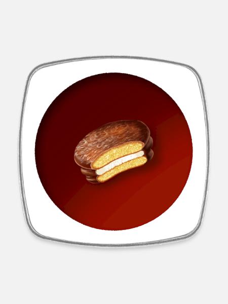a delicious biscuit with chocolate - Square fridge magnet - white