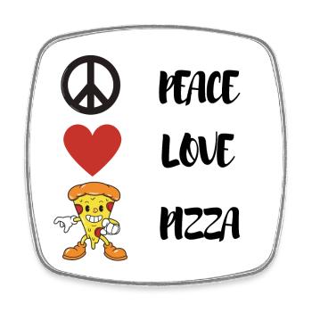 Frieden, Liebe, Pizza, süß, Pizzaliebhaber! - Viereckiger Kühlschrankmagnet - Weiß - Vorne