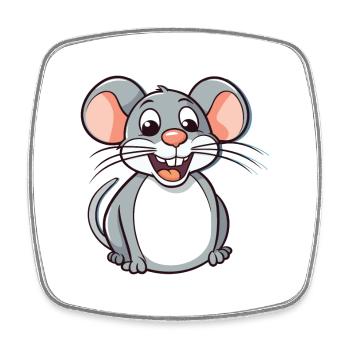 Rattenkarikatur Kawaii Aquarellillustration - Viereckiger Kühlschrankmagnet - Weiß - Vorne