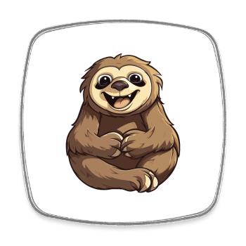 Faultier-Karikatur-Kawaii-Aquarell-Illustration - Viereckiger Kühlschrankmagnet - Weiß - Vorne