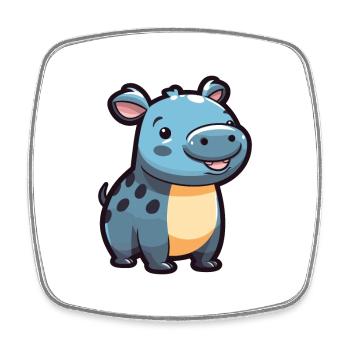 Tapir-Karikatur-Kawaii-Aquarell-Illustration - Viereckiger Kühlschrankmagnet - Weiß - Vorne