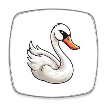 Swan Cartoon Kawaii Aquarelle Illustration - Magnet carré - blanc - Devant