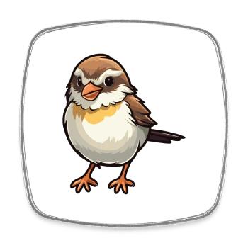 Sparrow Cartoon Kawaii Aquarelle Illustration - Magnet carré - blanc - Devant