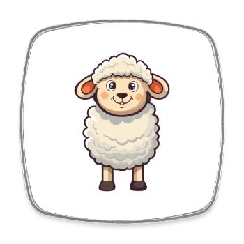 Schaf-Karikatur-Kawaii-Aquarell-Illustration - Viereckiger Kühlschrankmagnet - Weiß - Vorne