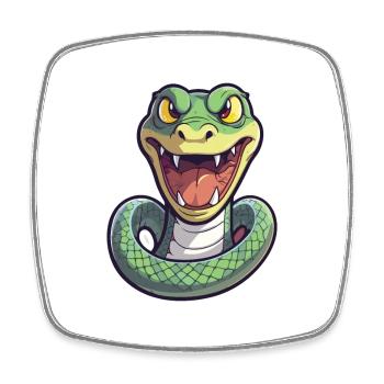 Snake Cartoon Kawaii Watercolor Illustration - Square fridge magnet - white - Front