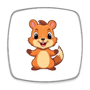 Squirrel Cartoon Kawaii Watercolor Illustration - Square fridge magnet - white - Front