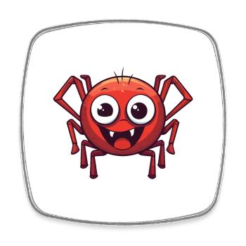 Spider Cartoon Kawaii Aquarelle Illustration - Magnet carré - blanc - Devant