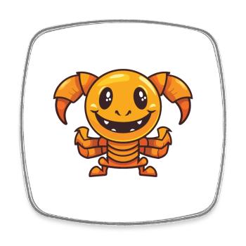Scorpion Cartoon Kawaii Aquarelle Illustration - Magnet carré - blanc - Devant