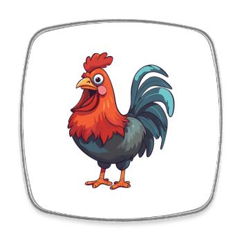 Coq Cartoon Kawaii Aquarelle Illustration - Magnet carré - blanc - Devant
