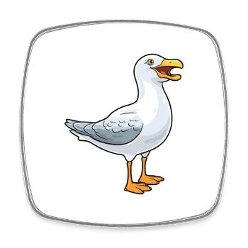 Seagull Cartoon Kawaii Watercolor Illustration - Square fridge magnet - white - Front