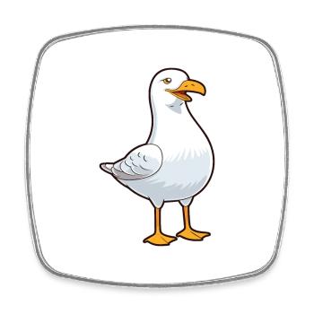 Seagull Cartoon Kawaii Watercolor Illustration - Square fridge magnet - white - Front