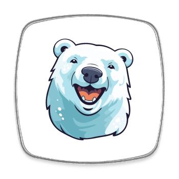 Eisbär-Karikatur-Kawaii-Aquarell-Illustration - Viereckiger Kühlschrankmagnet - Weiß - Vorne