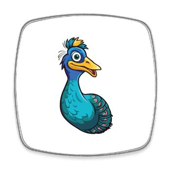 Peacock Cartoon Kawaii Aquarelle Illustration - Magnet carré - blanc - Devant