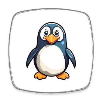 Pinguin Karikatur Kawaii Aquarellillustration - Viereckiger Kühlschrankmagnet - Weiß - Vorne
