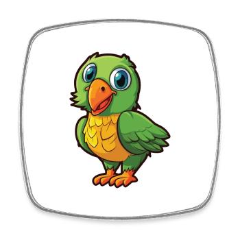 Papageien-Karikatur-Kawaii-Aquarell-Illustration - Viereckiger Kühlschrankmagnet - Weiß - Vorne