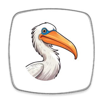 Pelican Cartoon Kawaii Watercolor Illustration - Square fridge magnet - white - Front