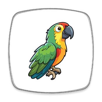 Papageien-Karikatur-Kawaii-Aquarell-Illustration - Viereckiger Kühlschrankmagnet - Weiß - Vorne