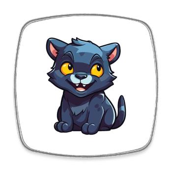 Panther Cartoon Kawaii Aquarelle Illustration - Magnet carré - blanc - Devant