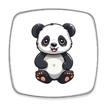 Panda Cartoon Kawaii Watercolor Illustration - Square fridge magnet - white - Front