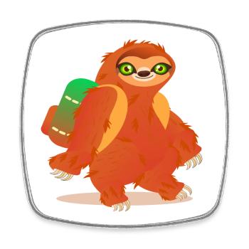 Sloth Hiking Backpack - Square fridge magnet - white - Front